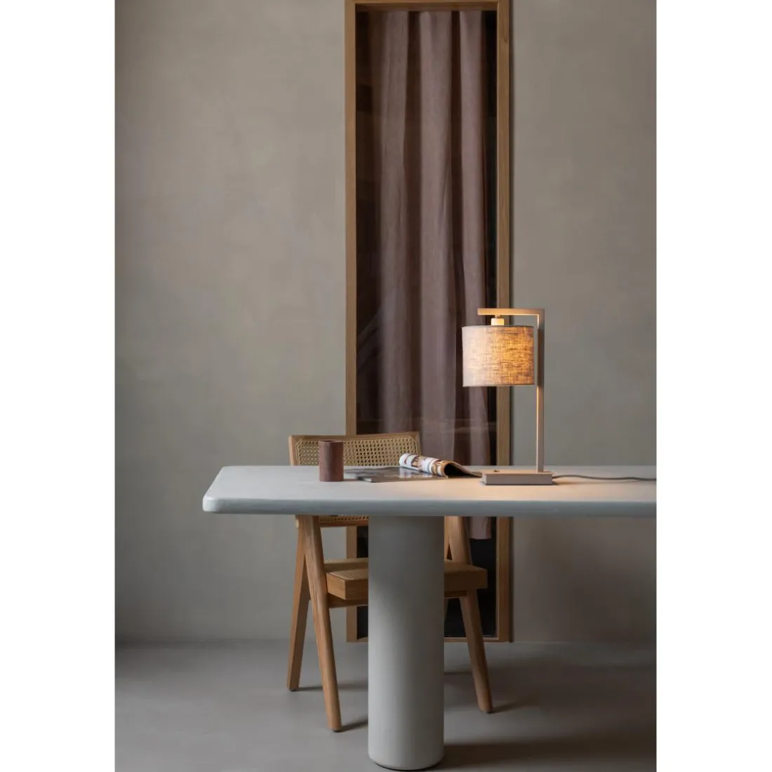Lampe de table Boston sable abat-jour lin clair