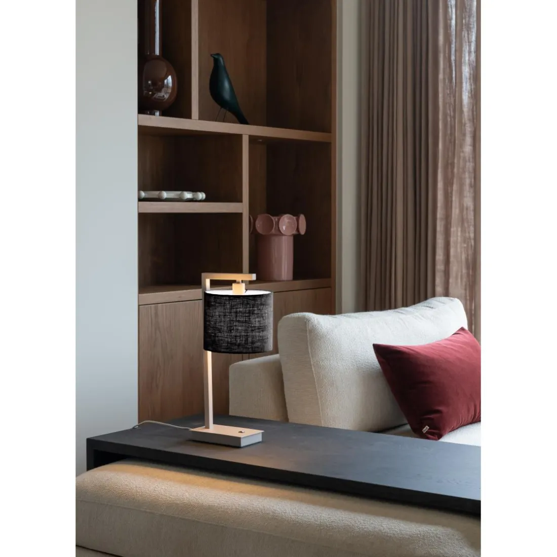 Lampe de table Boston sable abat-jour noir