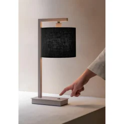 Lampe de table Boston sable abat-jour noir