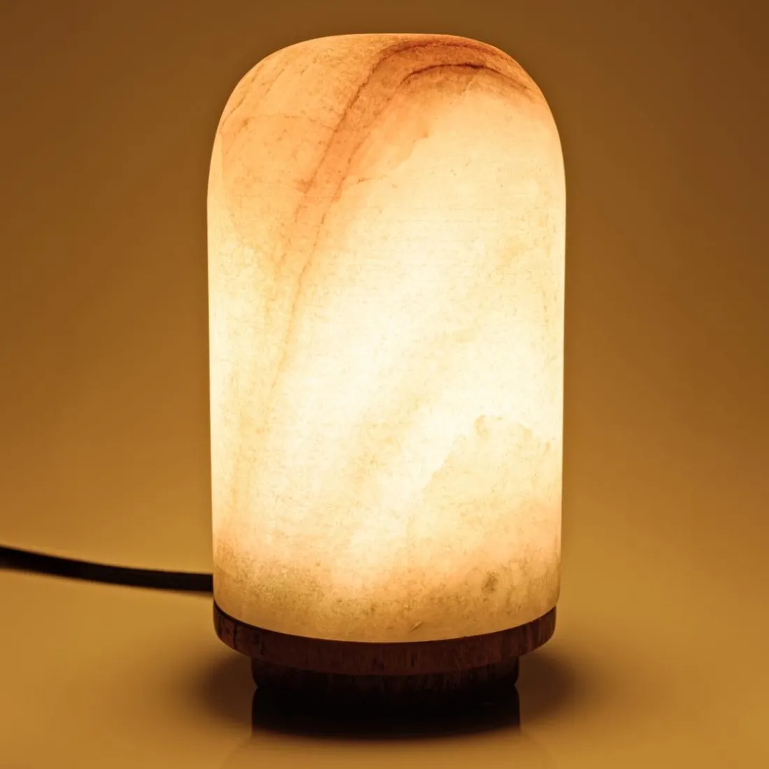Lampe de table en pierre naturelle d'onyx et teck SIXTINE