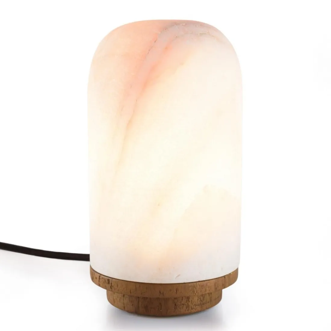 Lampe de table en pierre naturelle d'onyx et teck SIXTINE