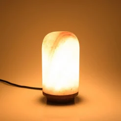 Lampe de table en pierre naturelle d'onyx et teck SIXTINE