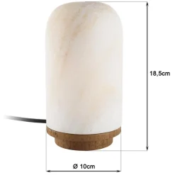 Lampe de table en pierre naturelle d'onyx et teck SIXTINE