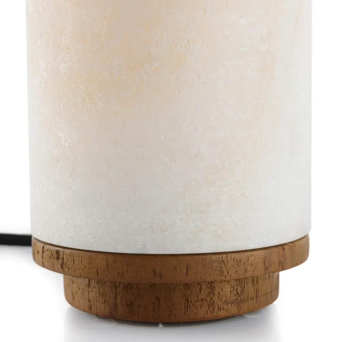 Lampe de table en pierre naturelle d'onyx et teck SIXTINE