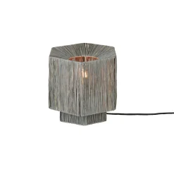 Lampe de table raphia Panama ronde octogonale gris
