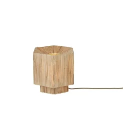 Lampe de table raphia Panama ronde octogonale naturel