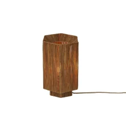 Lampe de table raphia Panama ronde octogonale marron