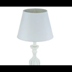 Lampe en bois patiné blanc