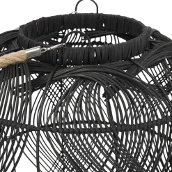 Lampe style lanterne 'DOMINGO' en rotin noir
