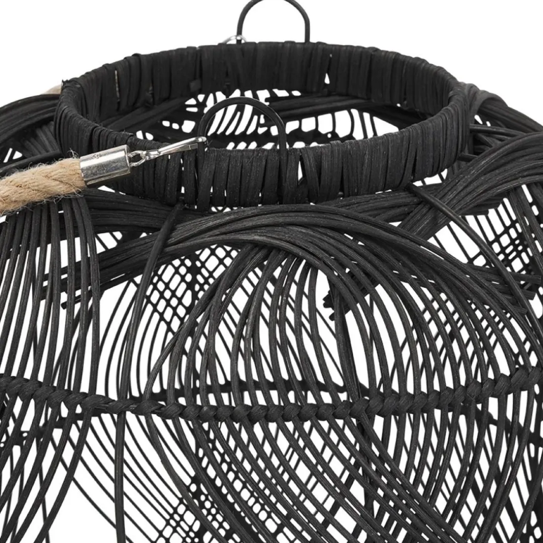 Lampe style lanterne 'DOMINGO' en rotin noir