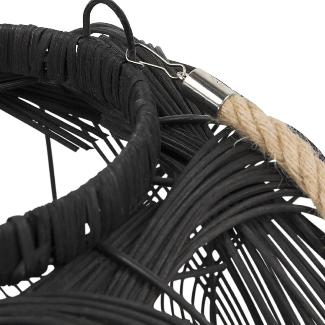 Lampe style lanterne 'DOMINGO' en rotin noir