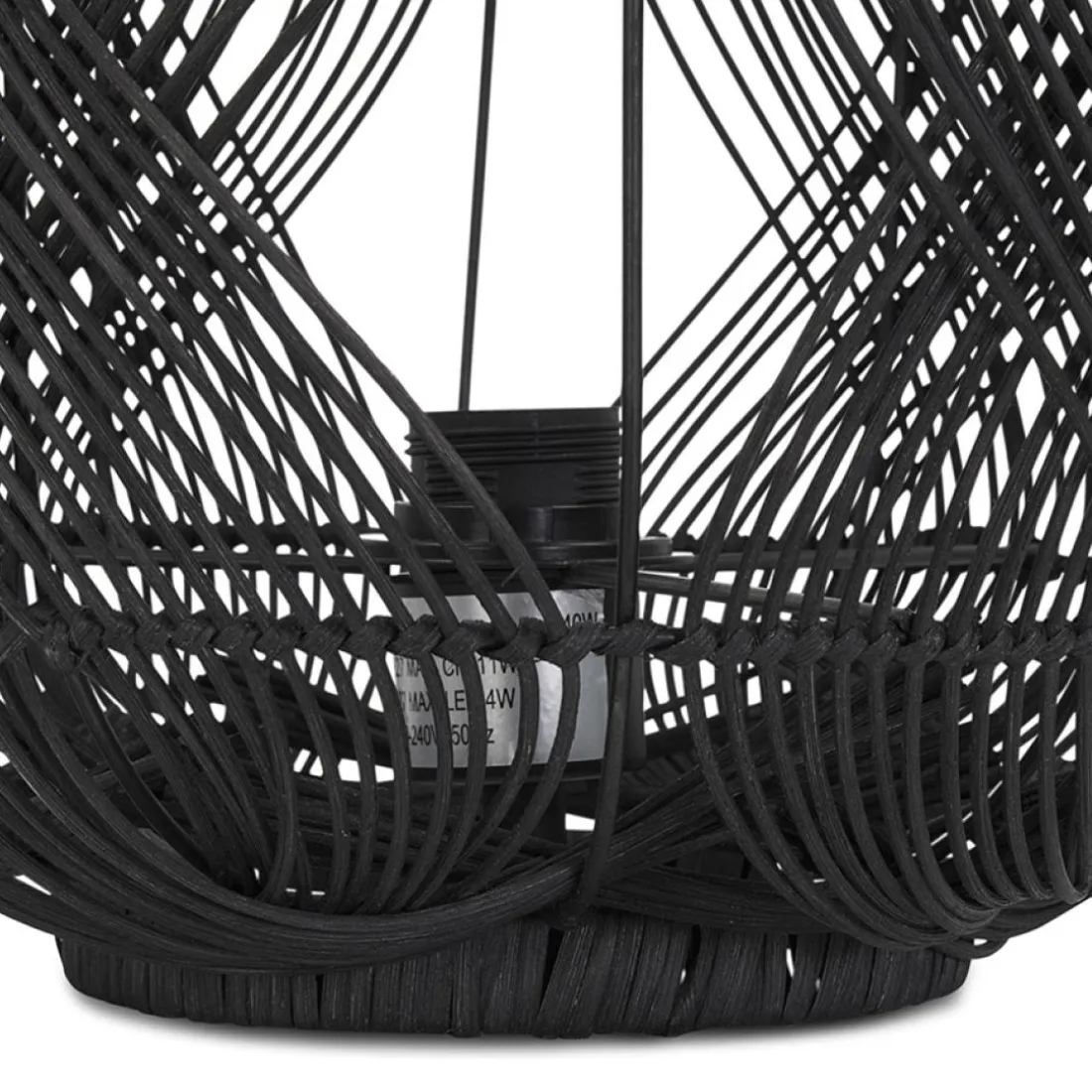 Lampe style lanterne 'DOMINGO' en rotin noir