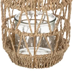 Lanterne métal et rotin