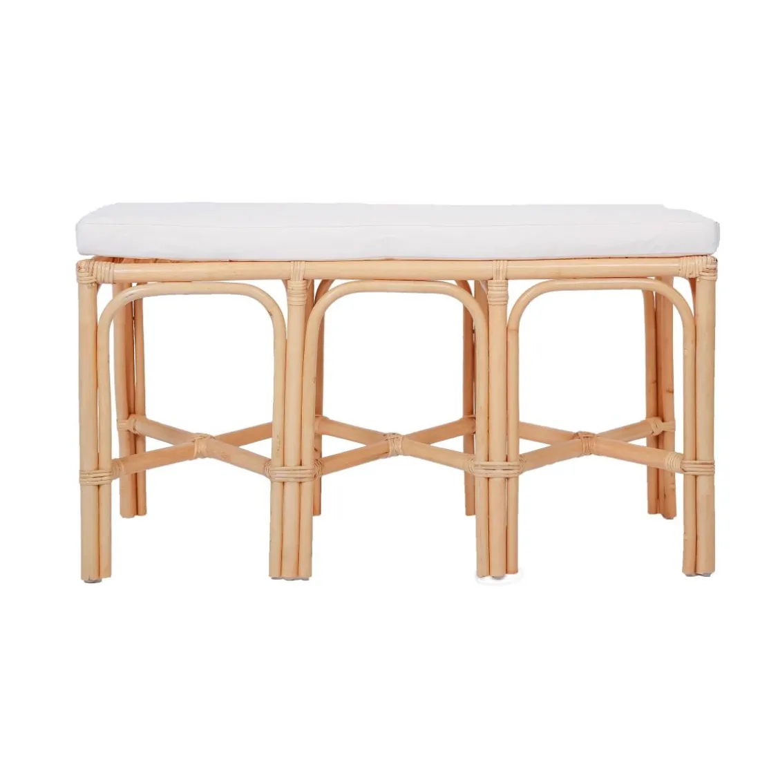 Le banc SULAWESI design scandinave épuré assise en rotin naturel et tissu etanche