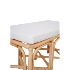 Le banc SULAWESI design scandinave épuré assise en rotin naturel et tissu etanche