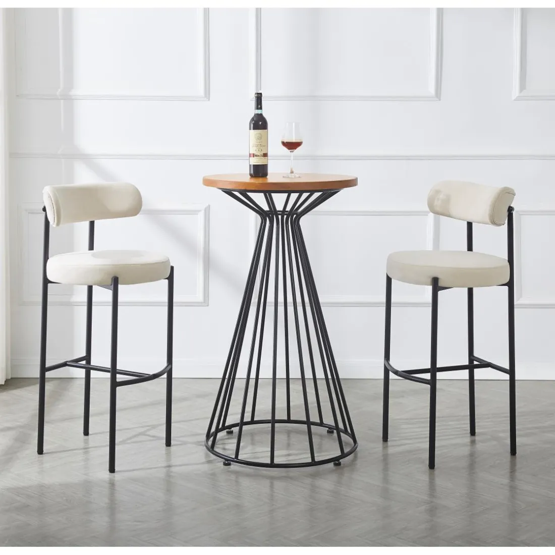 Le lot de tabourets de bar LARS design scandinave élégant assise garnie premium avec une mousse ultra-dense