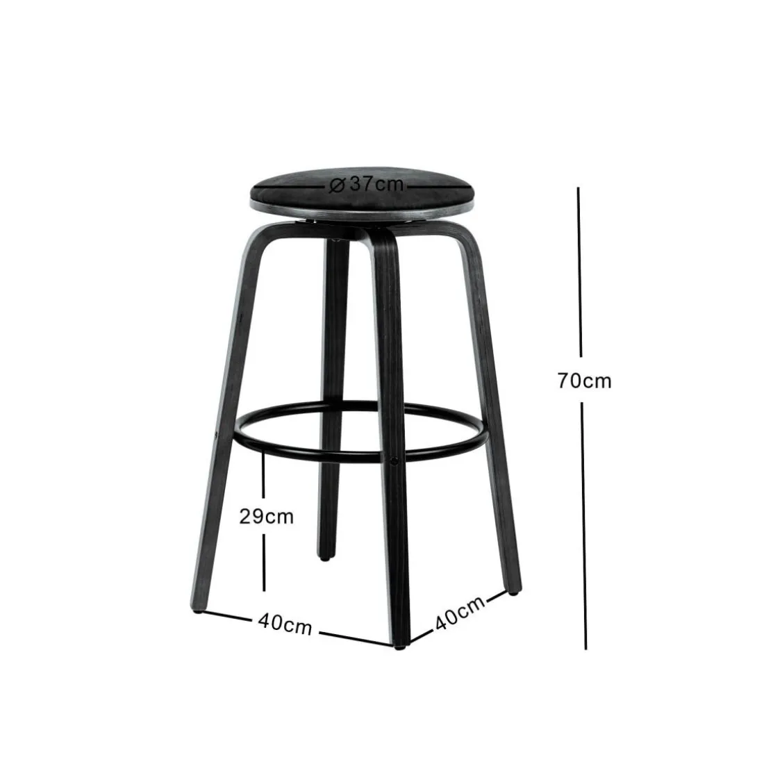Le tabouret de bar MORENO design industriel élégant assise garnie premium avec une mousse ultra-dense
