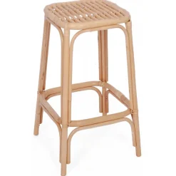 Le tabouret de bar OBIRA design scandinave élégant assise en rotin avec cousin amovible