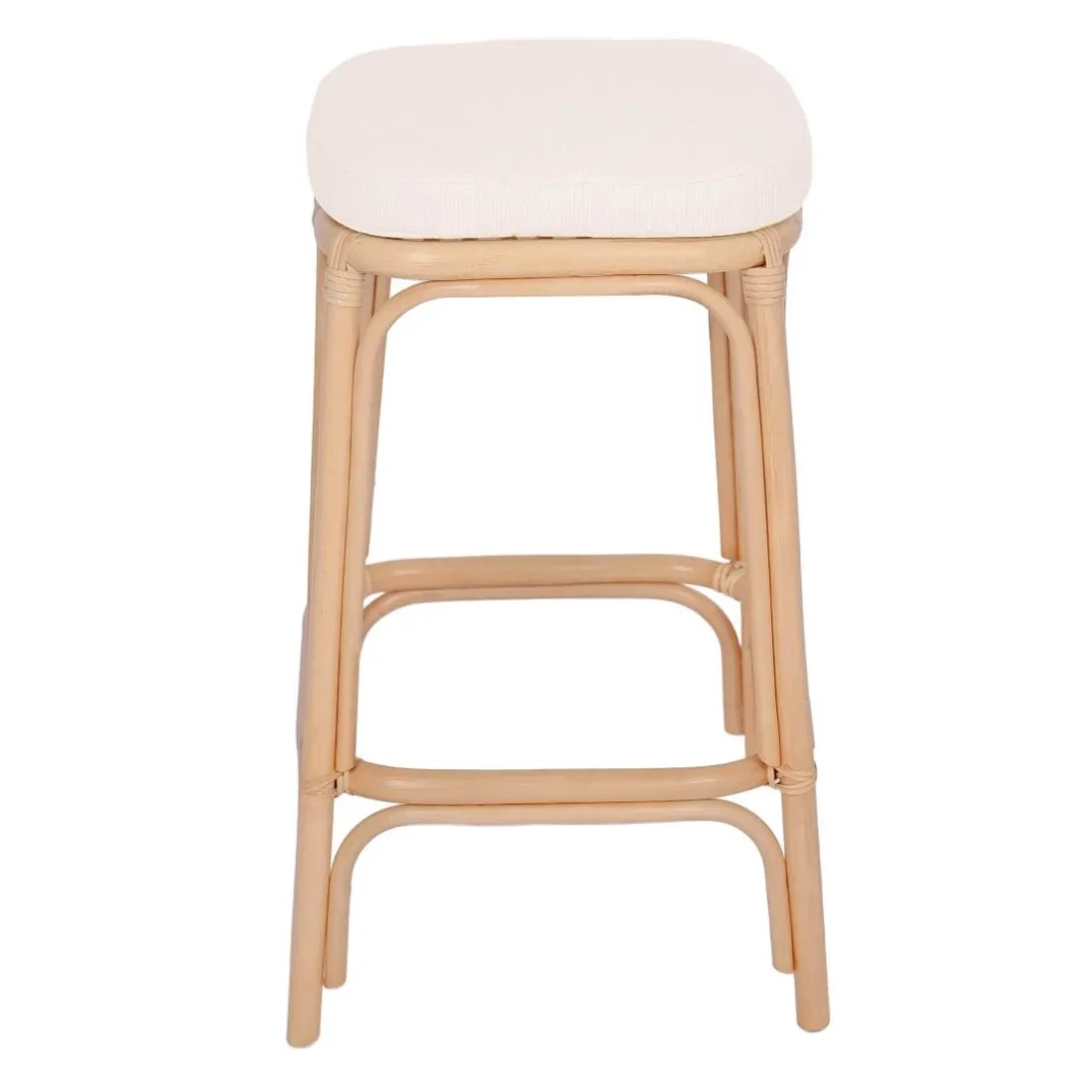 Le tabouret de bar OBIRA design scandinave élégant assise en rotin avec cousin amovible
