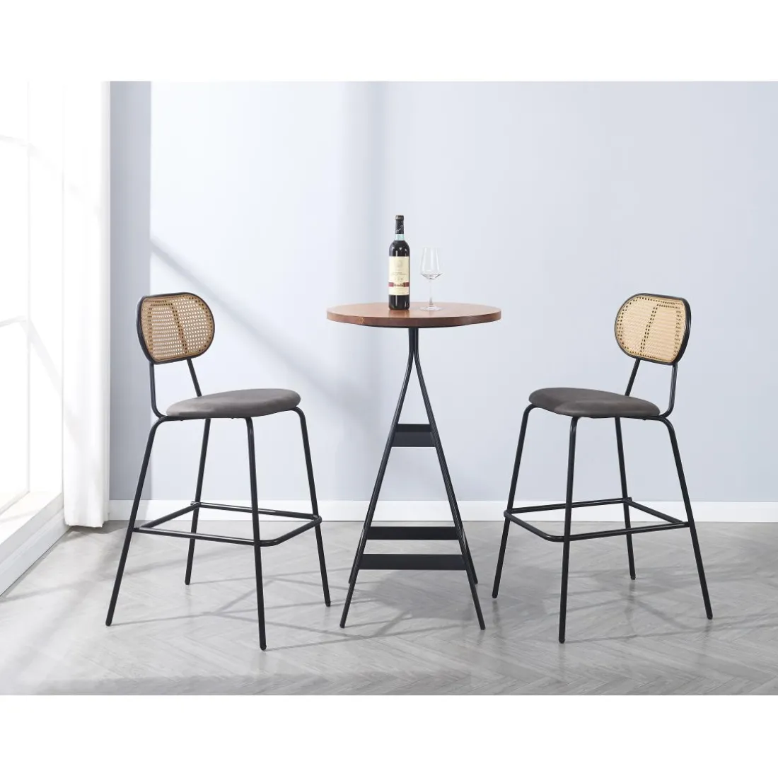 Le tabouret de bar OREBRO design industriel élégant assise garnie de mousse ultra-dense
