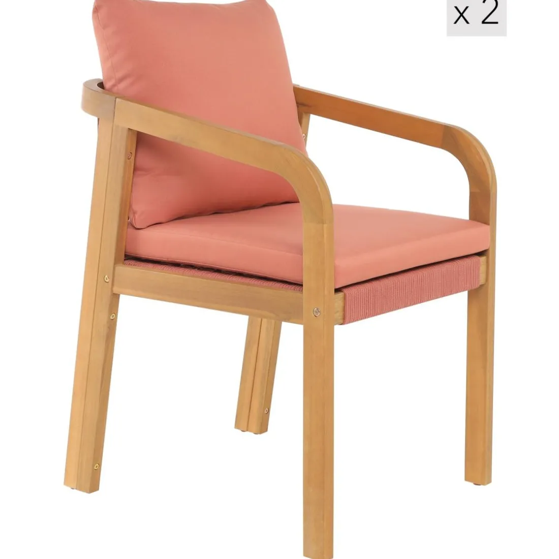 Les chaises intérieur extérieur en bois massif DELGADO design intemporel style scandinave rose