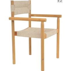 Les chaises OVALLE style scandinave Fabriquées en acacia massif et corde offrent un design intemporel