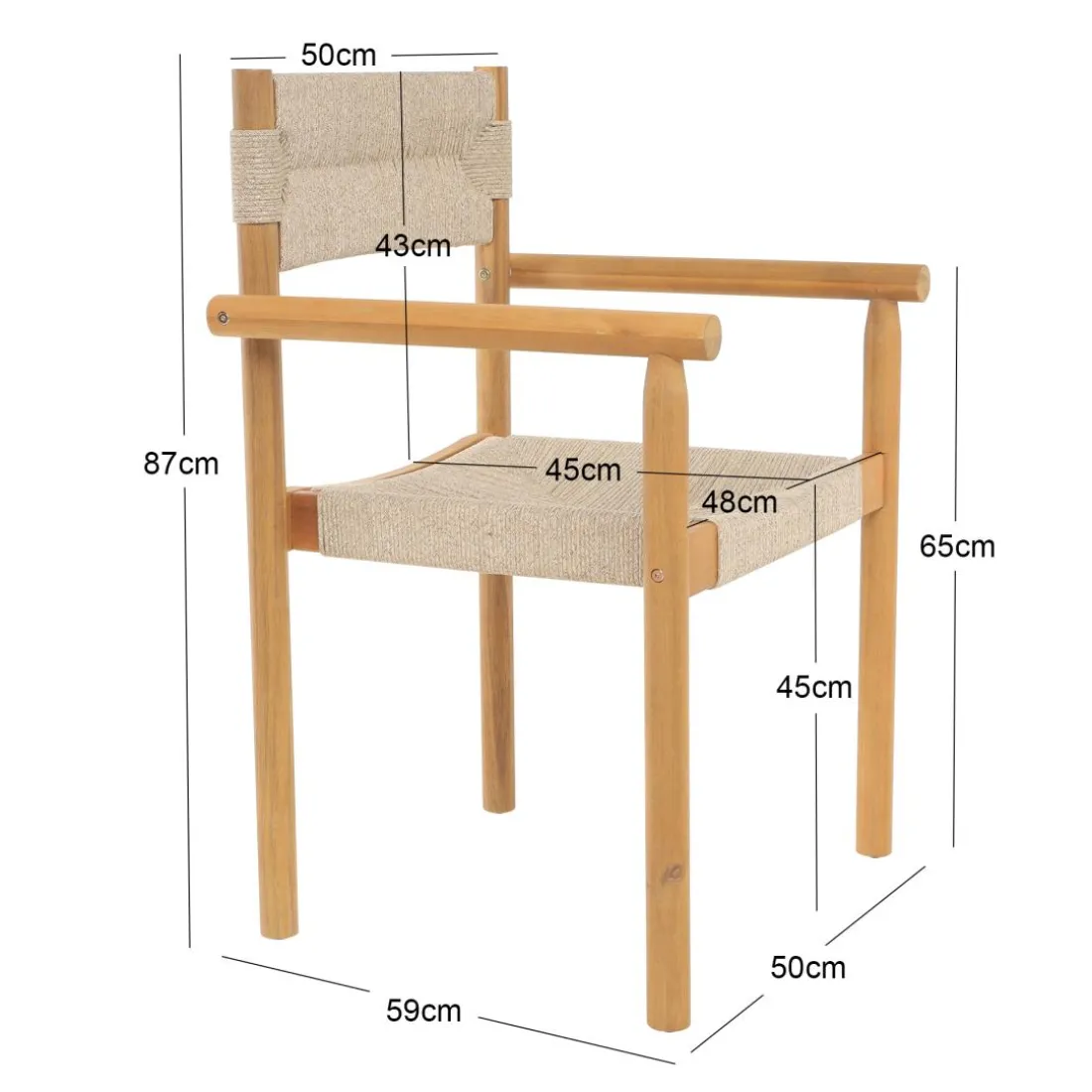 Les chaises OVALLE style scandinave Fabriquées en acacia massif et corde offrent un design intemporel