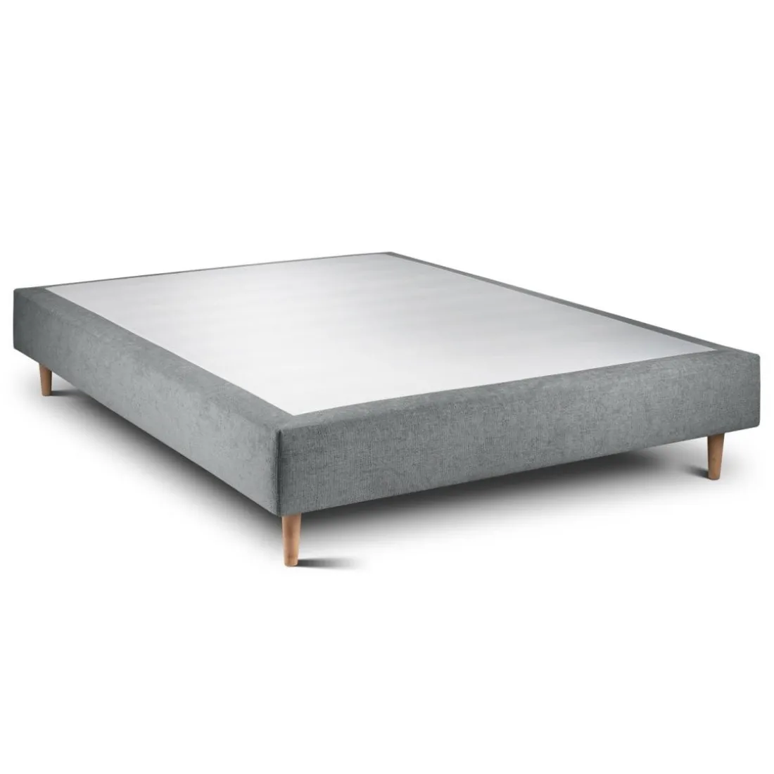 Lit avec tête de lit tapissier tissu et sommier tapissier gris anthracite