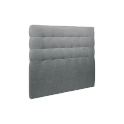 Lit avec tête de lit capitonnee tissu et sommier kit gris anthracite