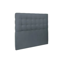 Lit avec tête de lit capitonnee velours et sommier kit gris anthracite