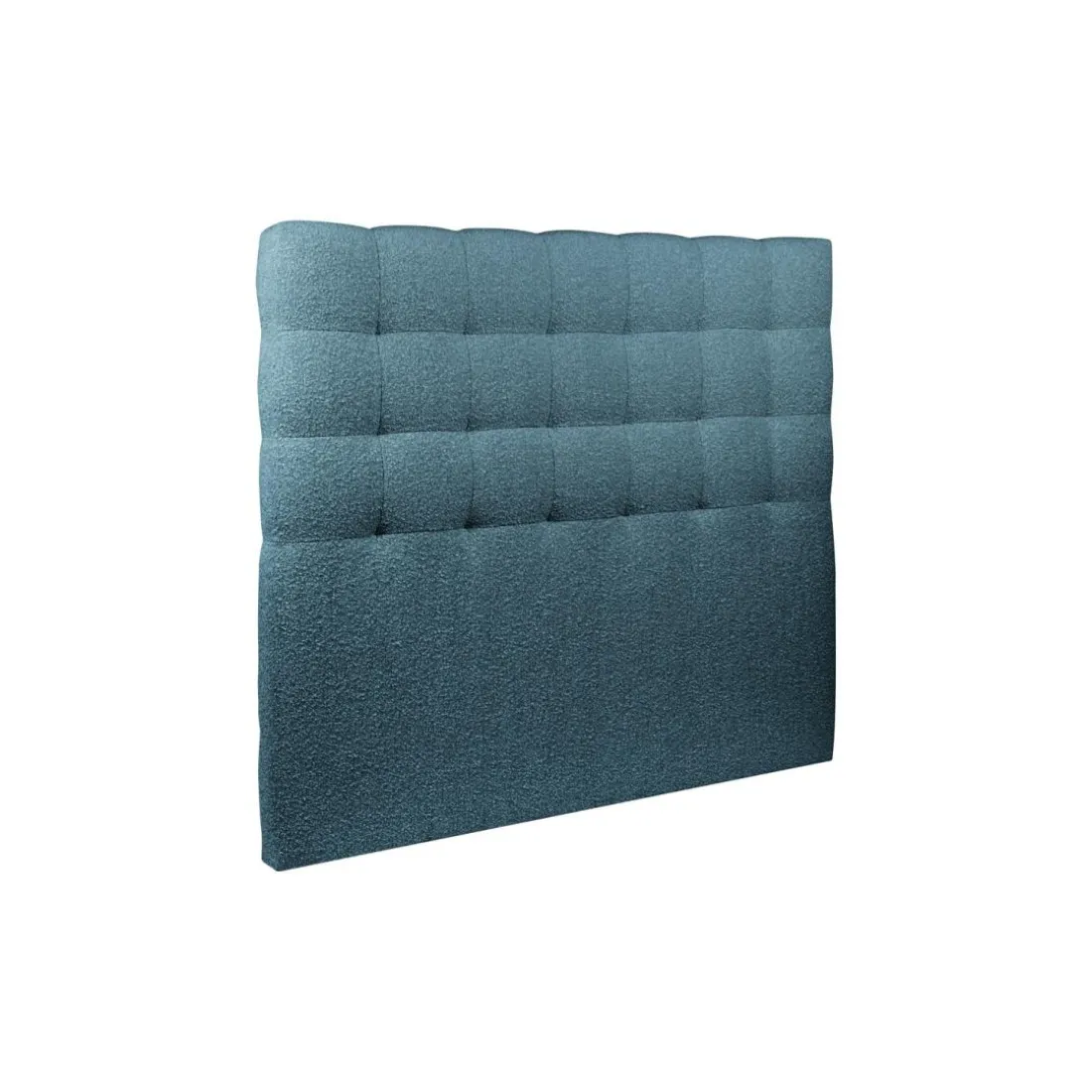 Lit avec tête de lit capitonnee bouclette et sommier kit Bleu