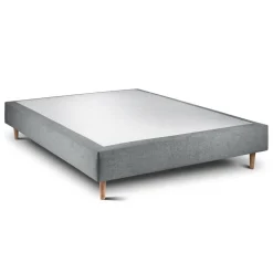 Lit avec tête de lit capitonnee tissu et sommier gris anthracite