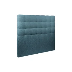 Lit avec tête de lit capitonnee bouclette et sommier tapissier Bleu