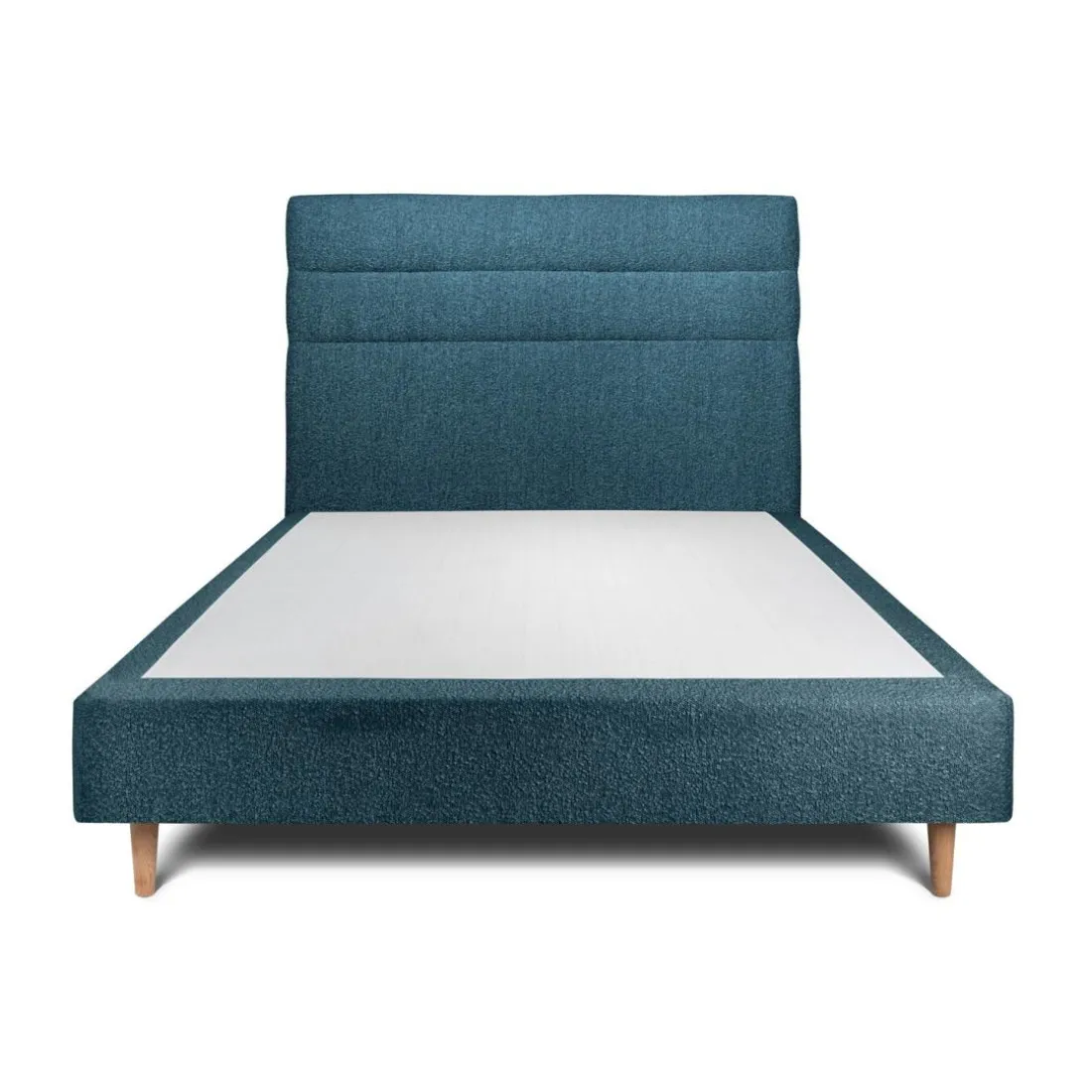 Lit avec tête de lit lignes bouclette et sommier tapissier