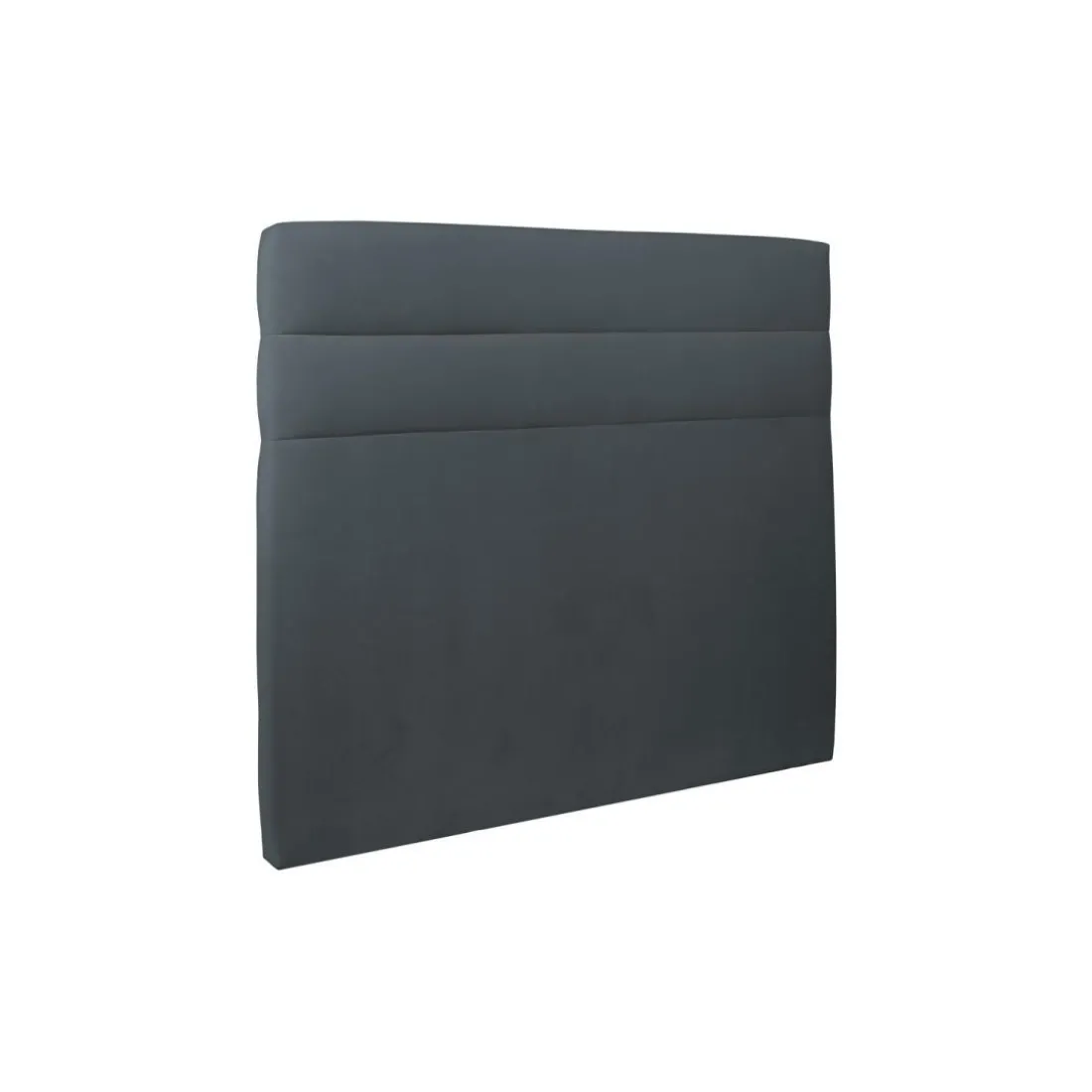 Lit avec tête de lit lignes velours et sommier tapissier gris anthracite