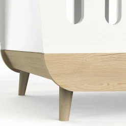 Lit Bébé FIRMIANA blanc et pin naturel