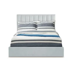 Lit Coffre + Sommier Velours Argent DREAMY 160cm