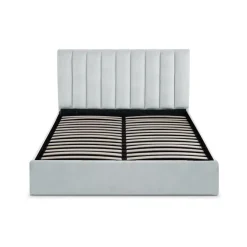 Lit Coffre + Sommier Velours Argent DREAMY 160cm