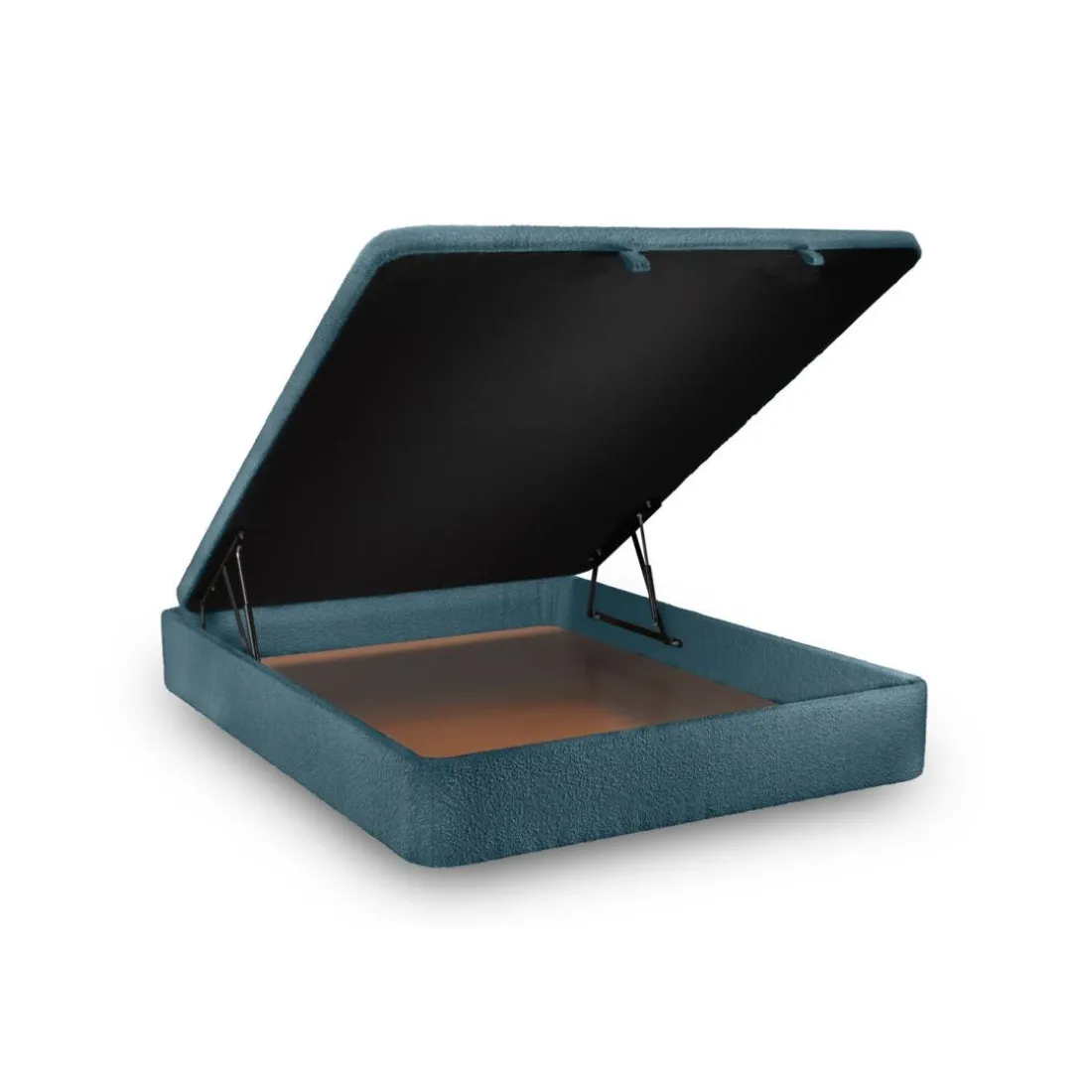 Lit coffre avec tête de lit tapissier Bouclette Bleu