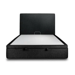 Lit coffre avec tête de lit tapissier Bouclette Noir