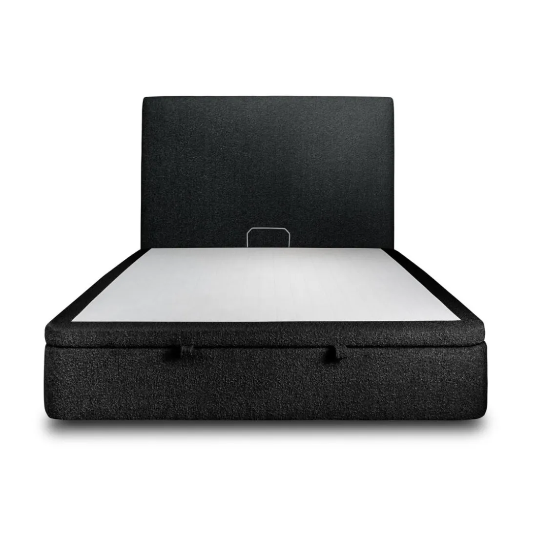 Lit coffre avec tête de lit tapissier Bouclette Noir