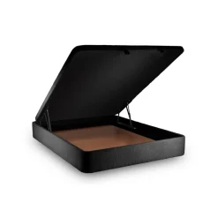 Lit coffre avec tête de lit tapissier Bouclette Noir