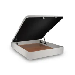 Lit coffre avec tête de lit tapissier Velours Gris clair