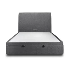 Lit coffre avec tête de lit tapissier Tissu Noir