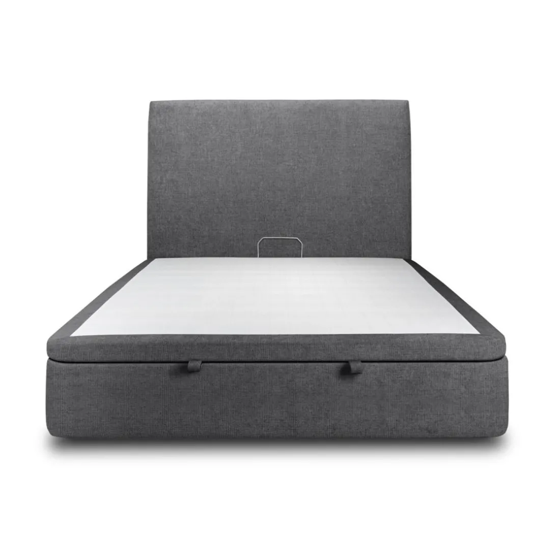 Lit coffre avec tête de lit tapissier Tissu Noir