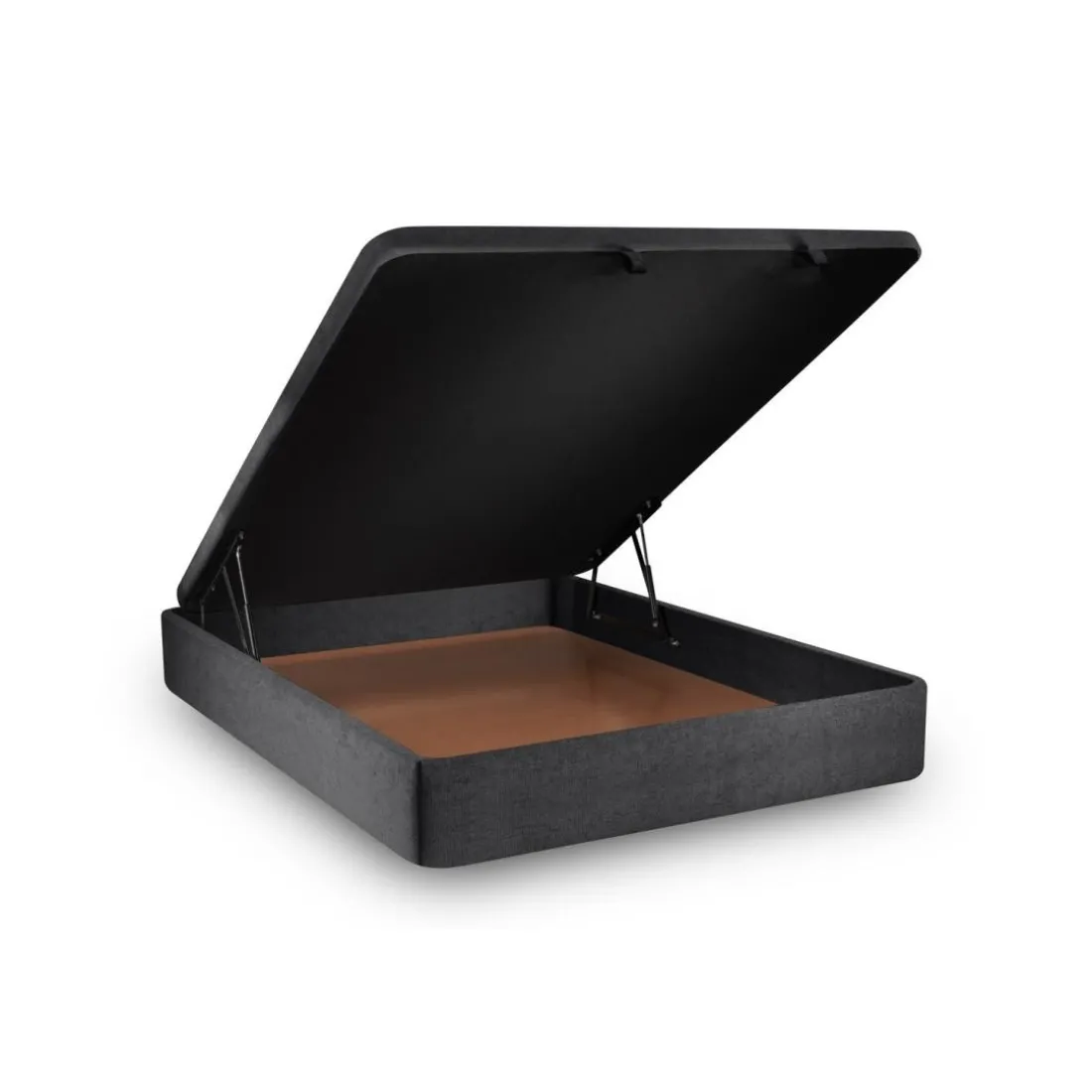 Lit coffre avec tête de lit tapissier Tissu Noir