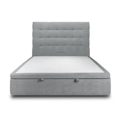 Lit coffre avec tête de lit capitonnee Tissu Gris anthracite
