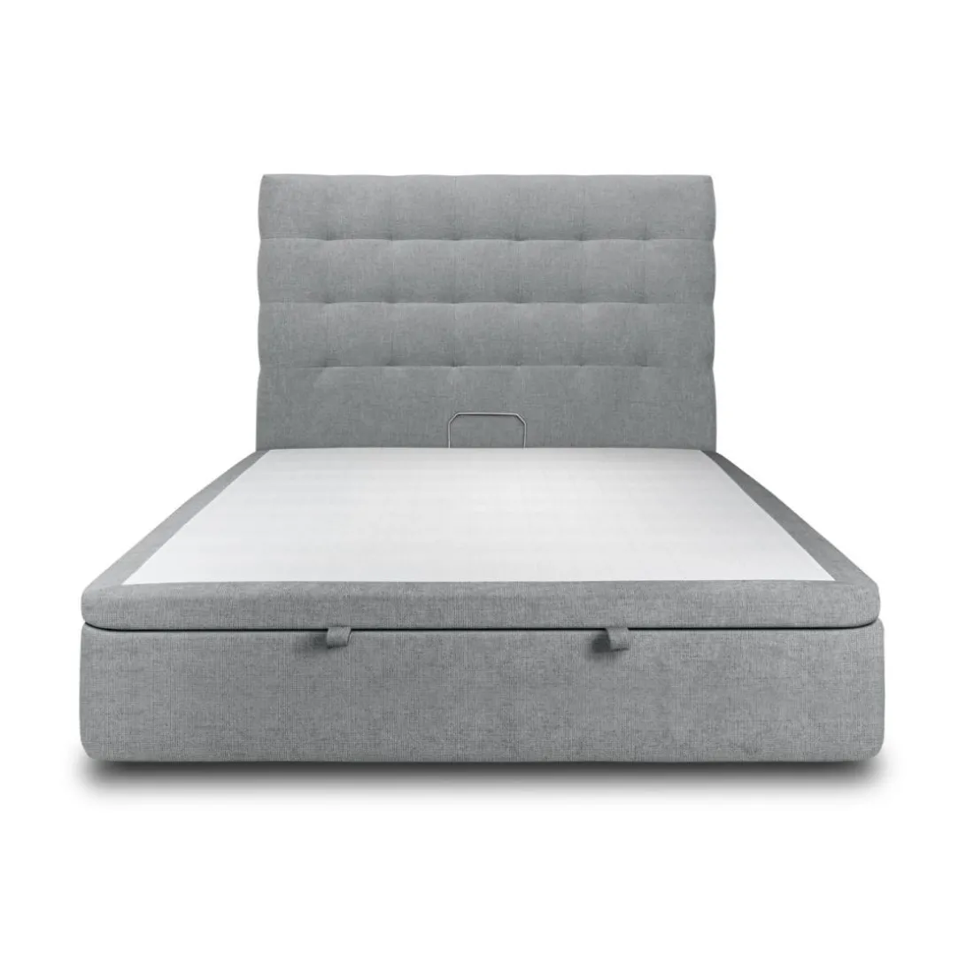 Lit coffre avec tête de lit capitonnee Tissu Gris anthracite