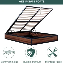 Lit coffre boston bois fonce