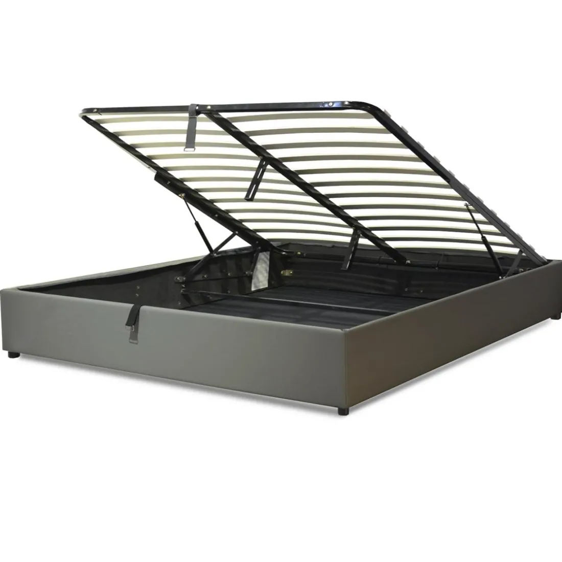 Lit coffre cancun similicuir gris